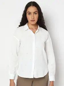 Vero Moda Women Spread Collar Solid Cotton Casual Shirt