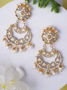Adwitiya Collection Gold-Plated Stone Studded Meenakari Classic Drop Earrings