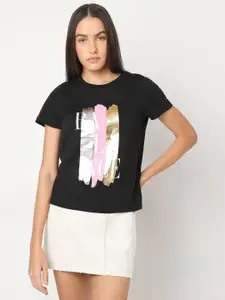 Vero Moda Women Graphic Printed Round Neck Cotton T-shirt