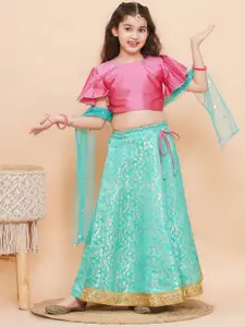 Aj DEZInES Girls Floral Woven Design Ready to Wear Lehenga & Blouse With Dupatta