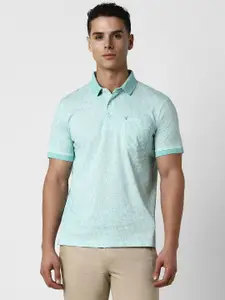 Van Heusen Men Abstract Printed Polo Collar Cotton T-shirt