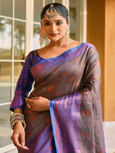 Anouk Floral Zari Silk Blend Kanjeevaram Saree