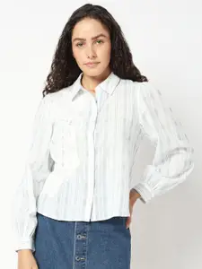 Vero Moda Women Spread Collar Multi Striped Cotton Casual Shirt