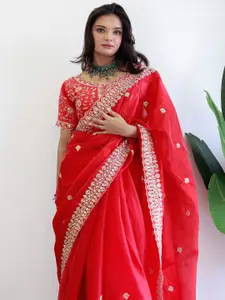 Anouk Floral Embroidered Organza Saree