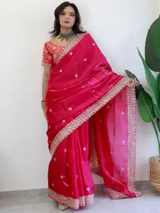 Anouk Floral Embroidered Organza Saree