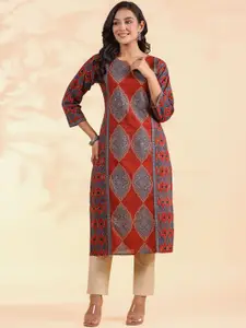 Vbuyz Women Printed Sequinned Geometric Kurta