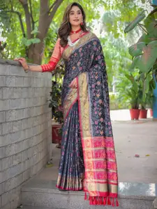 Anouk Floral Zari Silk Blend Kanjeevaram Saree