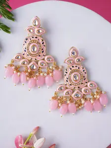 Adwitiya Collection Gold-Plated Kundan Studded Classic Drop Earrings