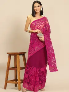 Anouk Floral Embroidered Net Saree