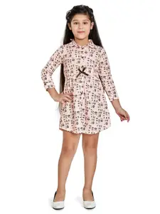 Peppermint Peach-Coloured Animal Satin Shirt Dress