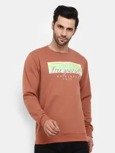 V-Mart Men Brown Printed Sweatshirt