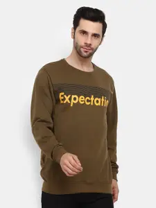 V-Mart Men Olive Green Printed Sweatshirt
