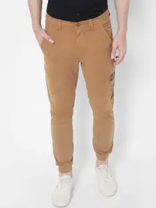 Pepe Jeans Men Khaki Solid Slim-Fit Cotton Joggers