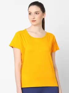ASICS Side Slit SS Women Yellow Solid T-Shirt