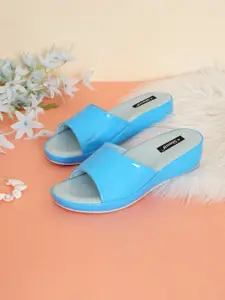 Sherrif Shoes Women Blue Wedge Sandals