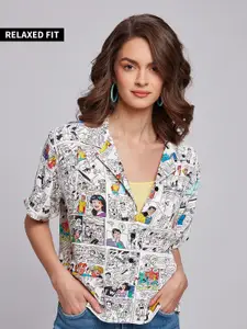 The Souled Store Women White Floral Printed Casual Shirt