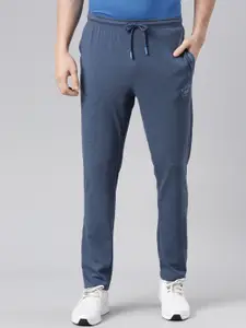 Force NXT Men Blue Solid Regular Fit Mid-Rise Cotton Track Pants