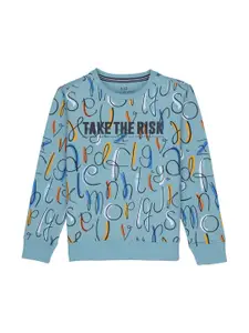 Status Quo Boys Blue Printed Cotton Sweatshirt