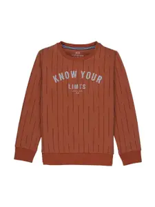 Status Quo Boys Rust Printed Round Neck Sweatshirt