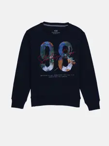 Status Quo Boys Navy Blue Printed Sweatshirt