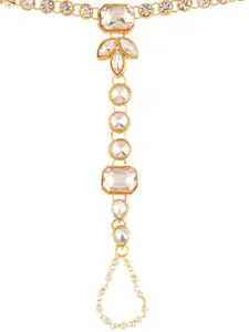Efulgenz Women Gold-Toned And White Crystals Antique Gold-Plated Charm Bracelet