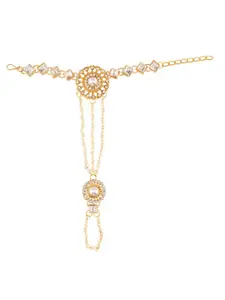 Efulgenz Women Gold Toned And White Antique Gold-Plated Charm Bracelet