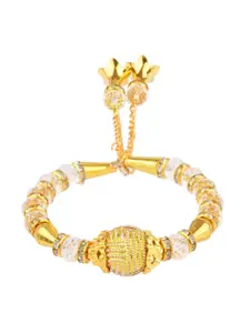 Efulgenz Women Gold-Toned & White Crystals Antique Gold-Plated Cuff Bracelet