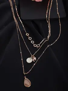 Madame Women Rose Gold Plated & Black Layered Necklace