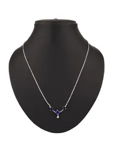 Efulgenz Silver Plated & Blue Rhodium-Plated Antique Necklace