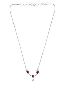 Efulgenz Silver Plated & Red Rhodium-Plated Antique Necklace