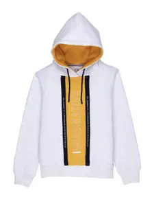 Status Quo Boys Grey Printed Hooded Cotton Sweatshirt