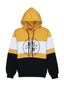 Status Quo Boys Yellow Colourblocked Hooded Cotton Sweatshirt
