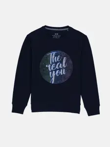 Status Quo Boys Navy Blue Printed Sweatshirt