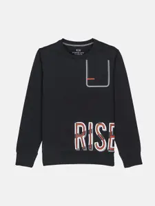 Status Quo Boys Black Printed Sweatshirt