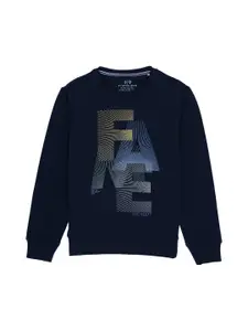 Status Quo Boys Navy Blue Printed Sweatshirt