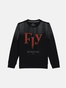 Status Quo Boys Black Printed Sweatshirt