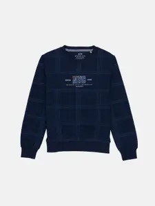 Status Quo Boys Blue Checked Sweatshirt