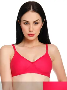 Innocence Women Pack Of 2 Coral & Fuchsia Non-Wired Non-Padded Bra