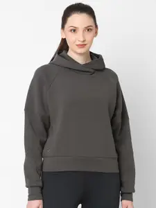 ASICS Tech Knit Pullover Women Grey Solid Hooded Sweatshirt
