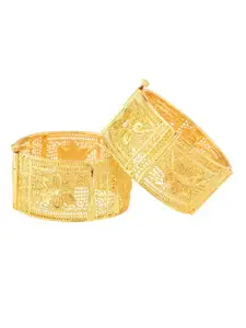 Efulgenz Set Of 2 Gold-Plated Antique Designer Bangle Bracelet