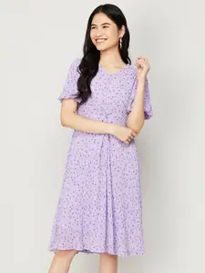CODE by Lifestyle Women Purple & Lavender Floral Printed Polyester  Dress