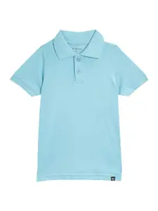 PROTEENS Boys Turquoise Blue Polo Collar T-shirt