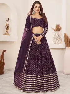 DIVASTRI Embellished Sequinned Semi-Stitched Lehenga & Unstitched Blouse With Dupatta