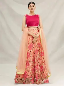 DIVASTRI Thread Work Semi-Stitched Lehenga & Unstitched Blouse With Dupatta
