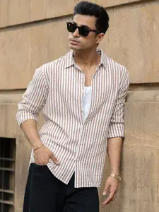 Powerlook Men Opaque Striped Casual Shirt