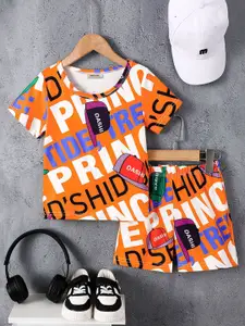INCLUD Boys Typographic Printed T-shirt with Shorts