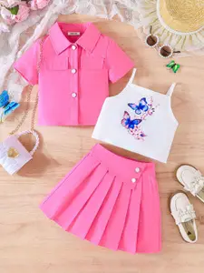 INCLUD Girls Printed Top with Skirt