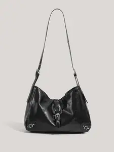 CORSICA Embellished PU Half Moon Satchel