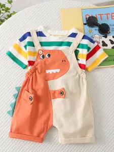 StyleCast x Revolte Striped T-shirt and Dungarees Set