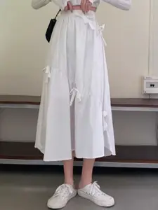 Outzidr Flared Skirt With Bow Detail